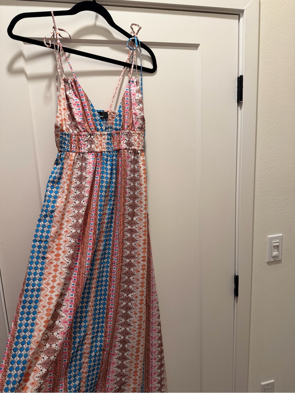 Lulus Maxin Relaxin Multi Print Sleeveless Tie Strap Dress